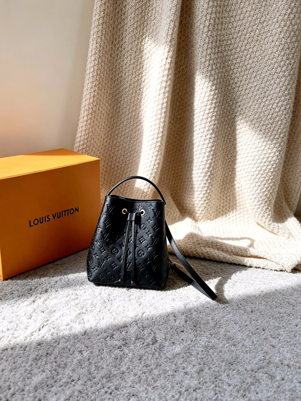 Louis Vuitton Black Monogram Empreinte Neonoe MM Bucket Bag